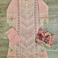 CRM Rose pink colour laser cut chikan embroidery in thread and sequins shalwar kameez in cotton fabric
