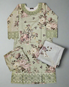 MB Swamp green and black colour floral print with embroidery
