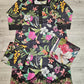 MB Black and pink colour floral print with embroidery cotton fabric