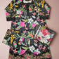 MB Black and pink colour floral print with embroidery cotton fabric