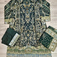 BRQ Chantelle juniper green colour hand embellished chiffon fabric