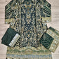 BRQ Chantelle juniper green colour hand embellished chiffon fabric