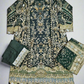BRQ Chantelle juniper green colour hand embellished chiffon fabric