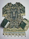 BRQ Chantelle juniper green colour hand embellished chiffon fabric