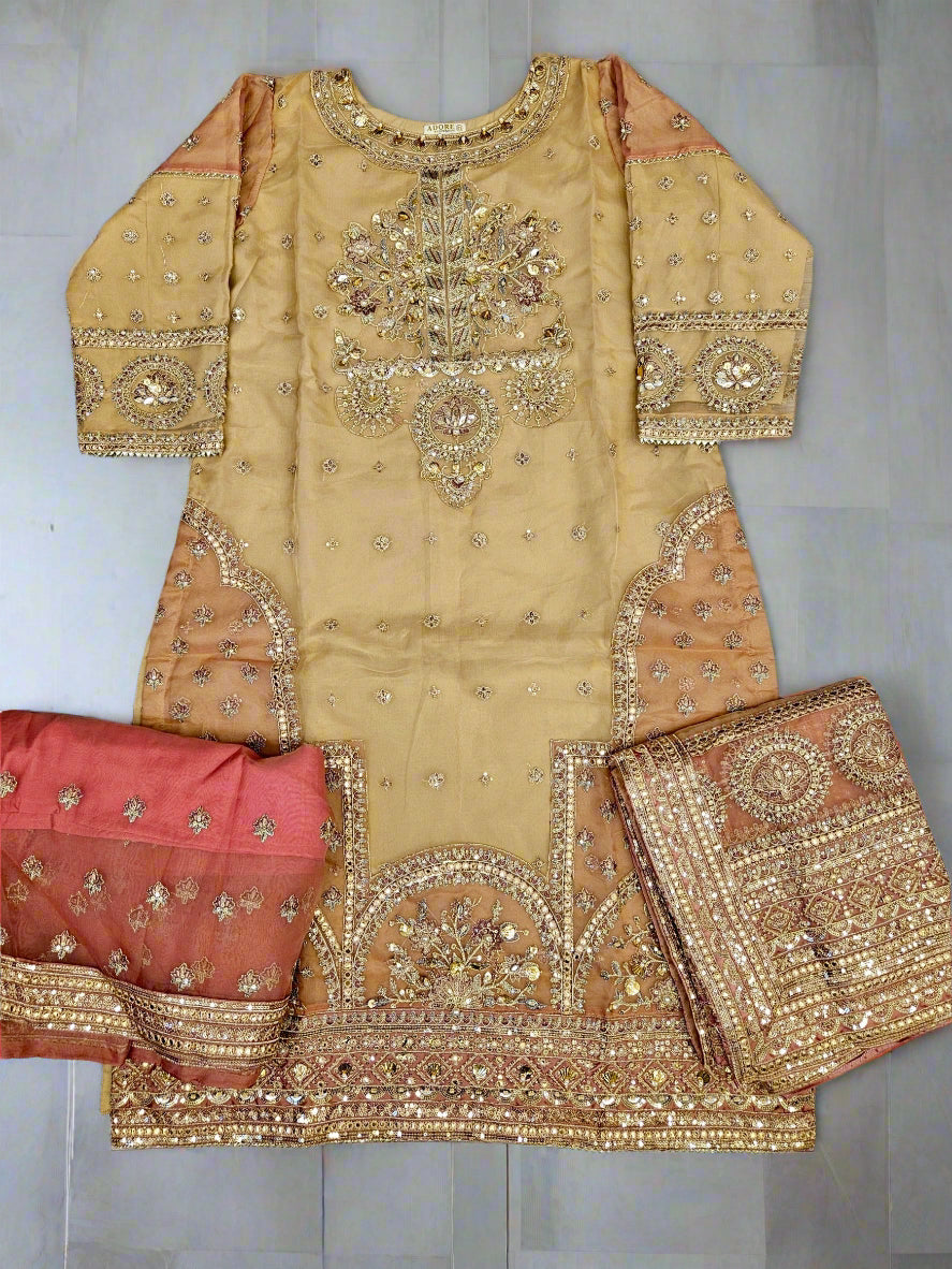 MNR Aarzoo amber and tangerine orange colour