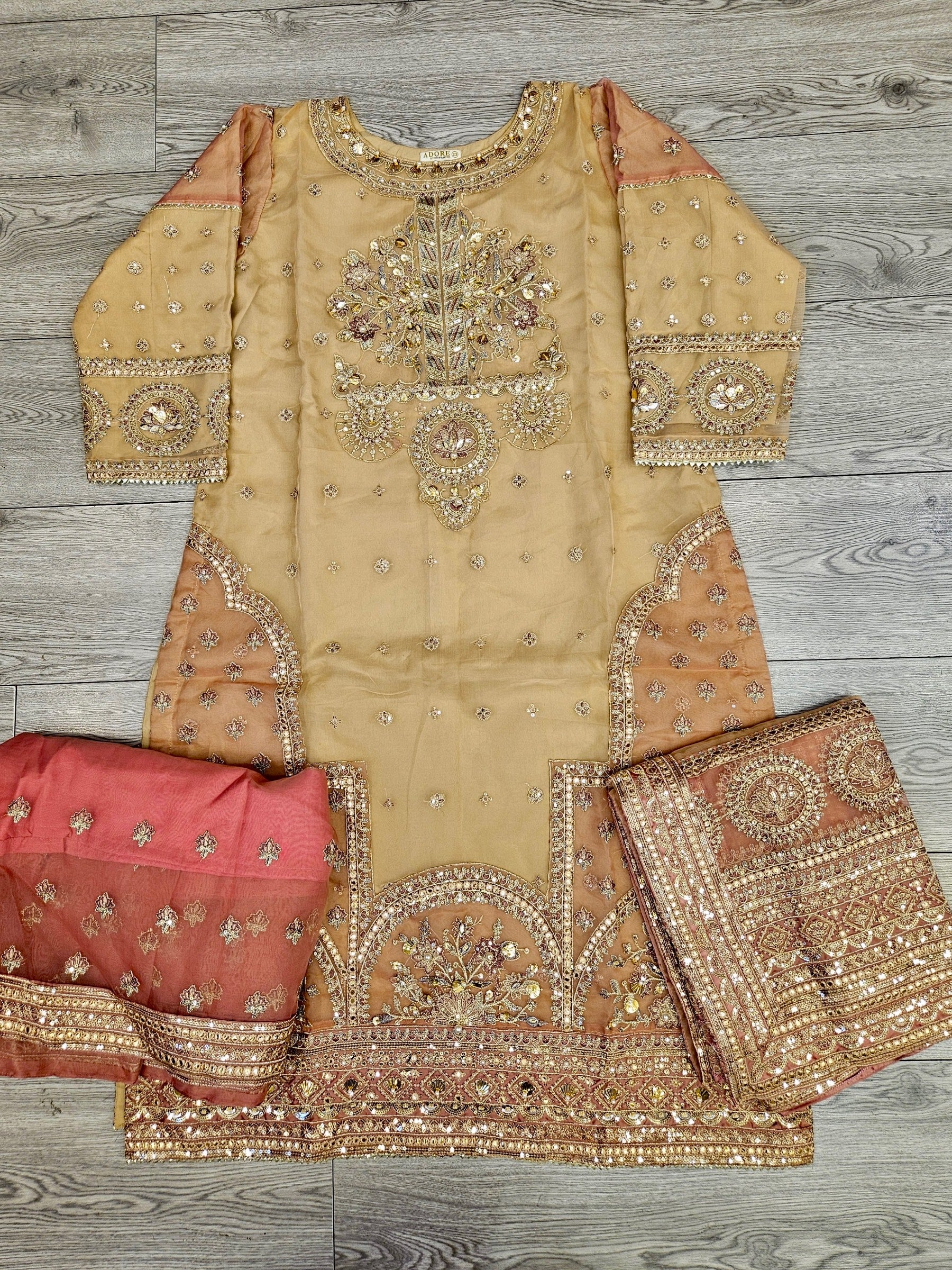 MNR Aarzoo amber and tangerine orange colour