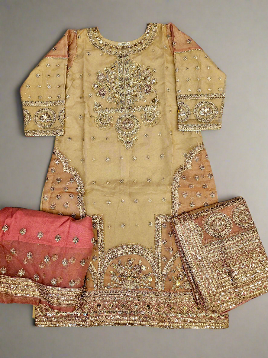 MNR Aarzoo amber and tangerine orange colour