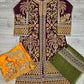 MNR Zarlish plum red marigold orange and olive green embellished sharara