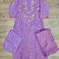 QMR lilac and green colour laser cut thread and sequin