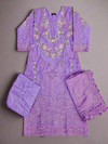QMR lilac and green colour laser cut thread and sequin