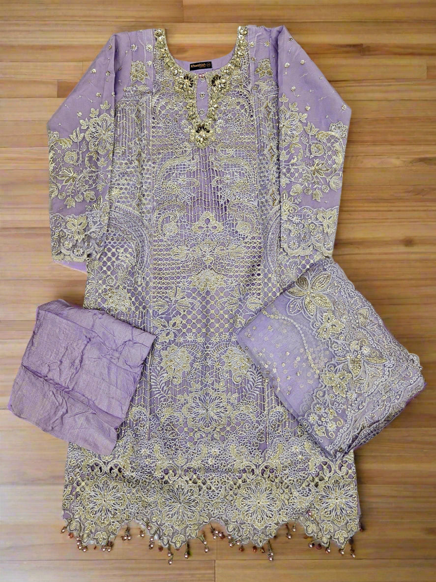 BRQ CHTL lilac color hand embellished in pearls crystals stones
