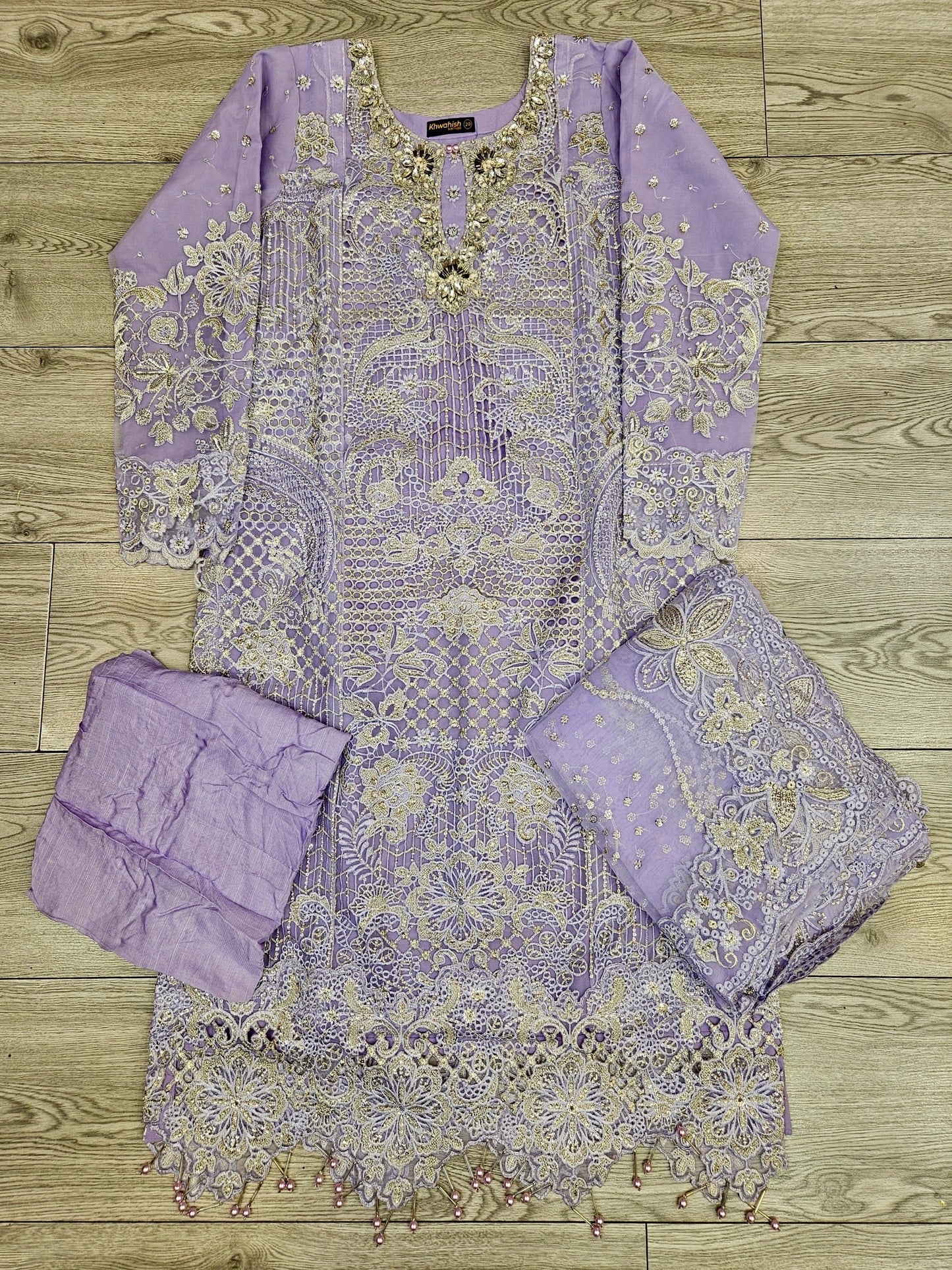 BRQ CHTL lilac color hand embellished in pearls crystals stones