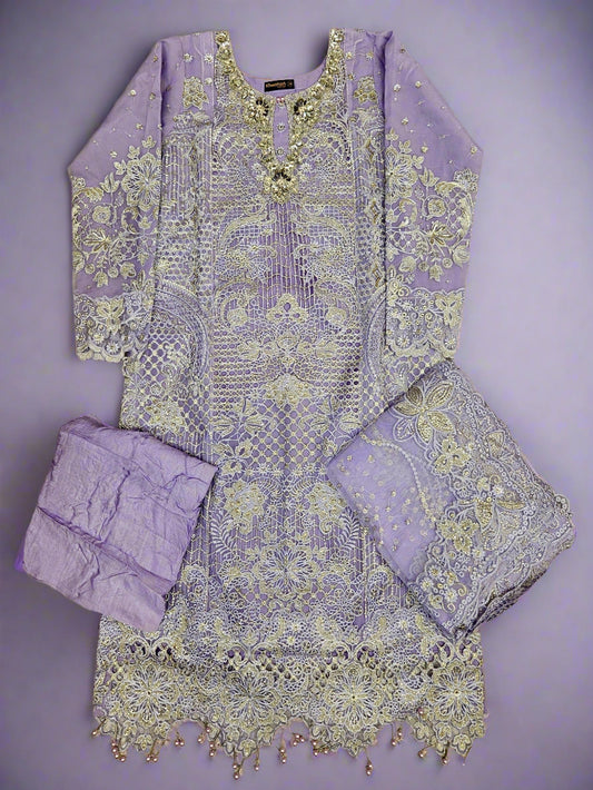 BRQ CHTL lilac color hand embellished in pearls crystals stones