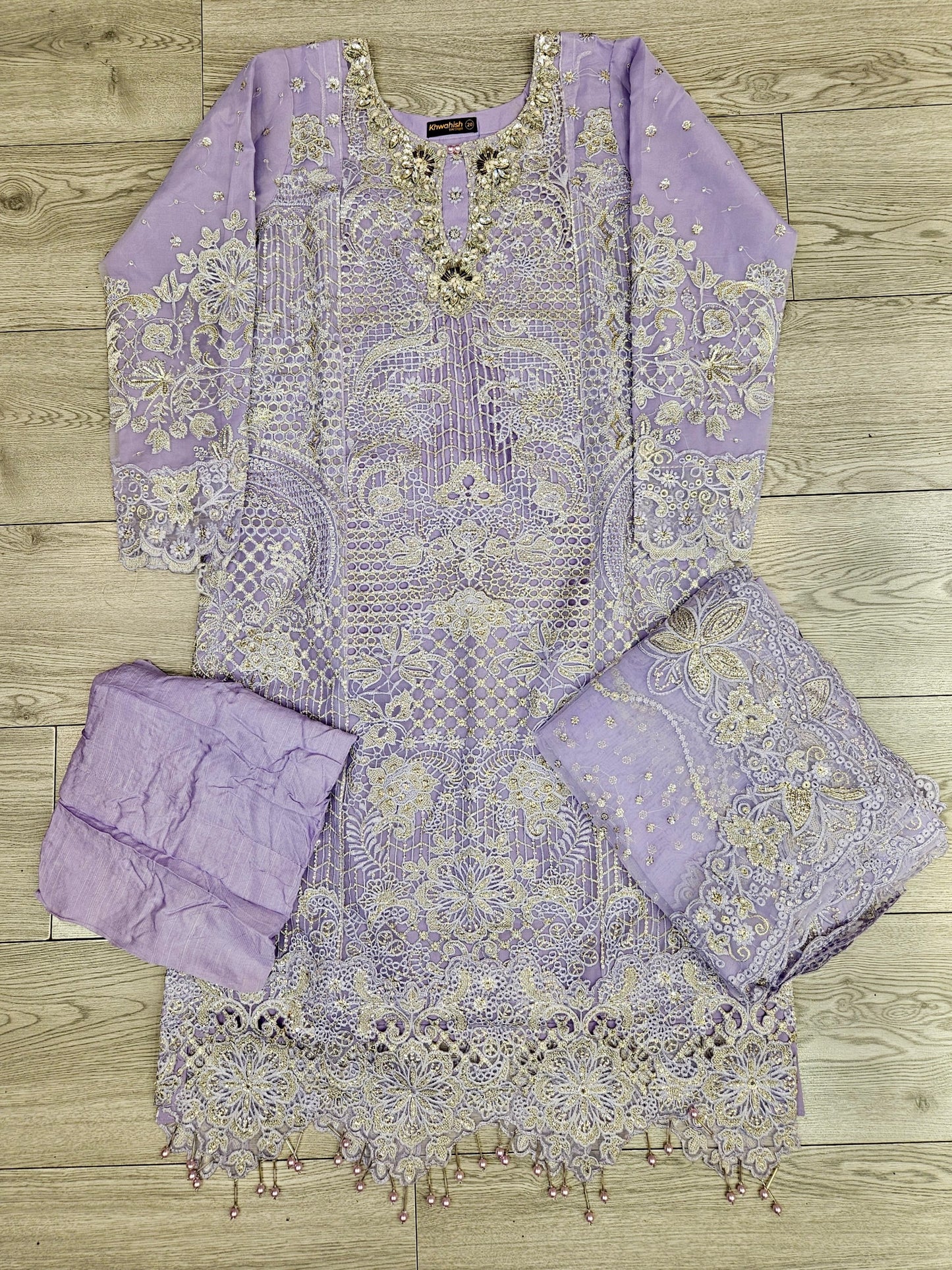 BRQ CHTL lilac color hand embellished in pearls crystals stones