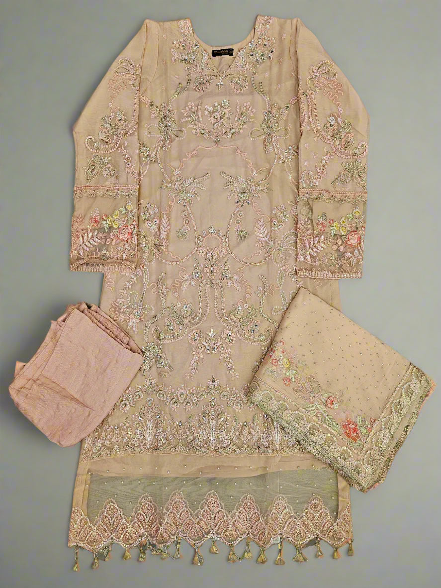 AMN light pink colour hand embellished in pearls crystals stones