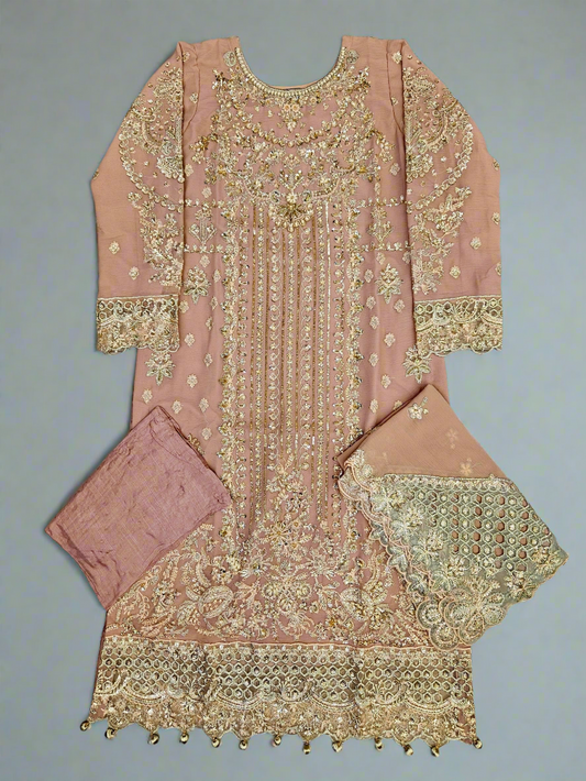 EMA AL coral pink colour hand embellished in pearls crystals stones