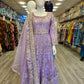 HSY Lavender Purple Pearl & Stone Hand‑Embellished Maxi Dress