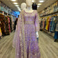 HSY Lavender Purple Pearl & Stone Hand‑Embellished Maxi Dress
