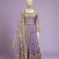 HSY Lavender Purple Pearl & Stone Hand‑Embellished Maxi Dress