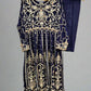 AD Navy Blue & Gold Thread‑Embroidered Long Dress 2 Piece