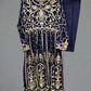 AD Navy Blue & Gold Thread‑Embroidered Long Dress 2 Piece