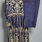 AD Navy Blue & Gold Thread‑Embroidered Long Dress 2 Piece