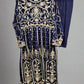 AD Navy Blue & Gold Thread‑Embroidered Long Dress 2 Piece