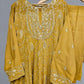 AD Honey Yellow & Silver Hand‑Embellished Thread‑Embroidered Long Dress 2‑Piece