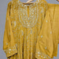 AD Honey Yellow & Silver Hand‑Embellished Thread‑Embroidered Long Dress 2‑Piece