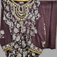 AD Coffee Brown & Silver Hand‑Embellished Thread‑Embroidered Long Dress 2 Piece