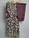 AD Coffee Brown & Silver Hand‑Embellished Thread‑Embroidered Long Dress 2 Piece