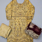 ZC mustard and wine red colour hand embellished chiffon sharara suit