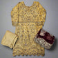 ZC mustard and wine red colour hand embellished chiffon sharara suit