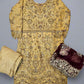 ZC mustard and wine red colour hand embellished chiffon sharara suit