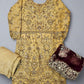 ZC mustard and wine red colour hand embellished chiffon sharara suit