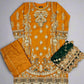 MNR pumpkin orange colour hand embellished organza sharara suit