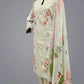 QMR ice blue and red pink colour laser cut embroidery cotton shalwar kameez