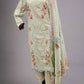 QMR ice blue and red pink colour laser cut embroidery cotton shalwar kameez
