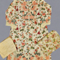 MB white and peach colour floral print cotton shalwar kameez