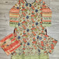 ELF white and candy apple red colour floral print cotton shalwar kameez