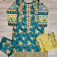 MB teal green and bumblebee colour floral print cotton shalwar kameez