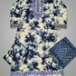 ZCH lapis blue colour floral print cotton shalwar kameez