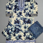 ZCH lapis blue colour floral print cotton shalwar kameez