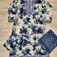 ZCH lapis blue colour floral print cotton shalwar kameez