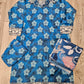IZK cobalt blue floral print cotton shalwar kameez