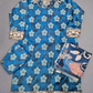 IZK cobalt blue floral print cotton shalwar kameez