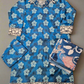 IZK cobalt blue floral print cotton shalwar kameez