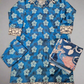 IZK cobalt blue floral print cotton shalwar kameez