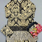 MB black and pale canary yellow colour floral print cotton shalwar kameez