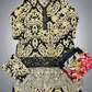 MB black and pale canary yellow colour floral print cotton shalwar kameez